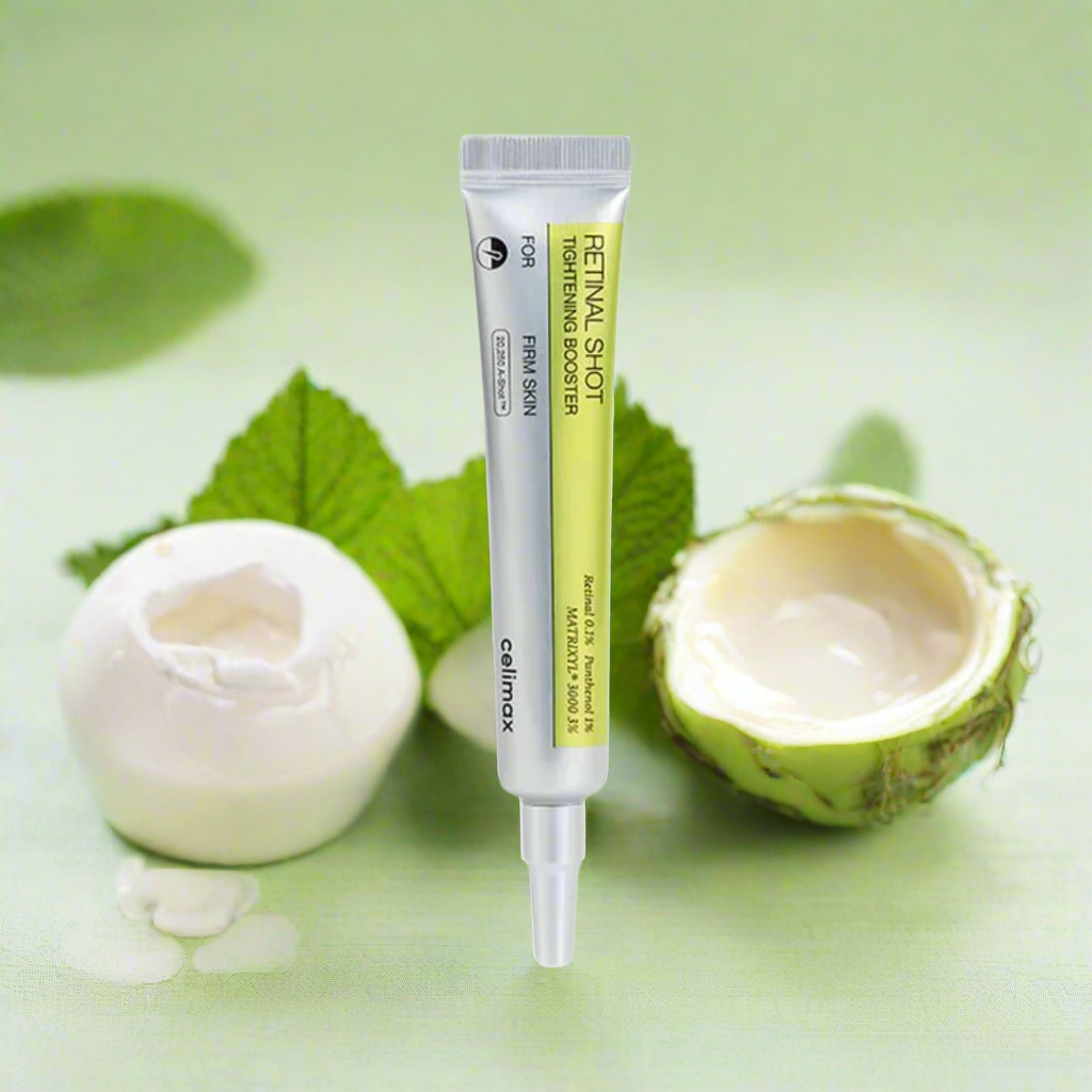 Skincare tube labeled 'Retinal Shot' on a white background